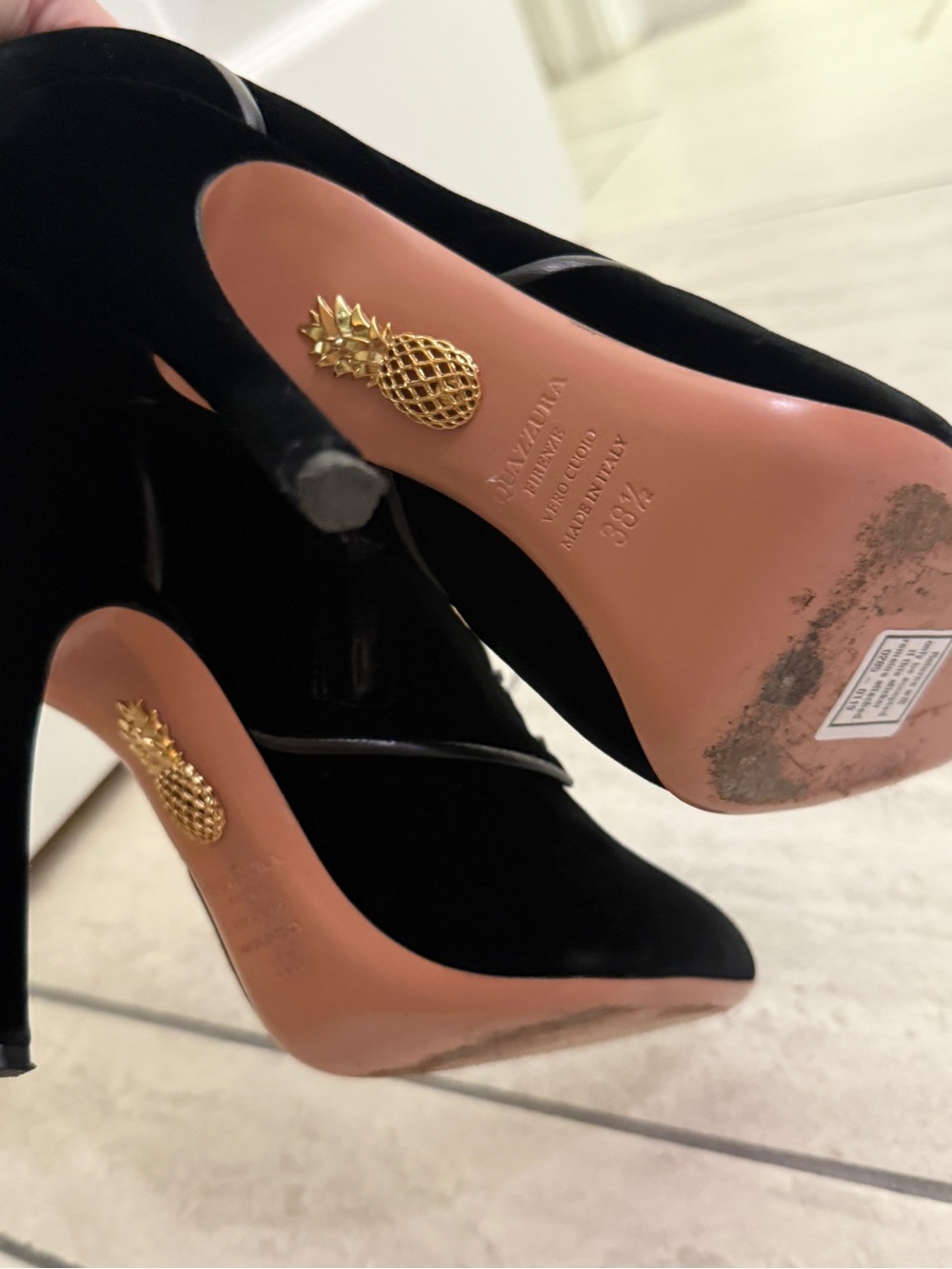 Aquazzura Black Velvet Lace-Up Ankle Boots | size 38.5 or US size 8 - Picture 10 of 16